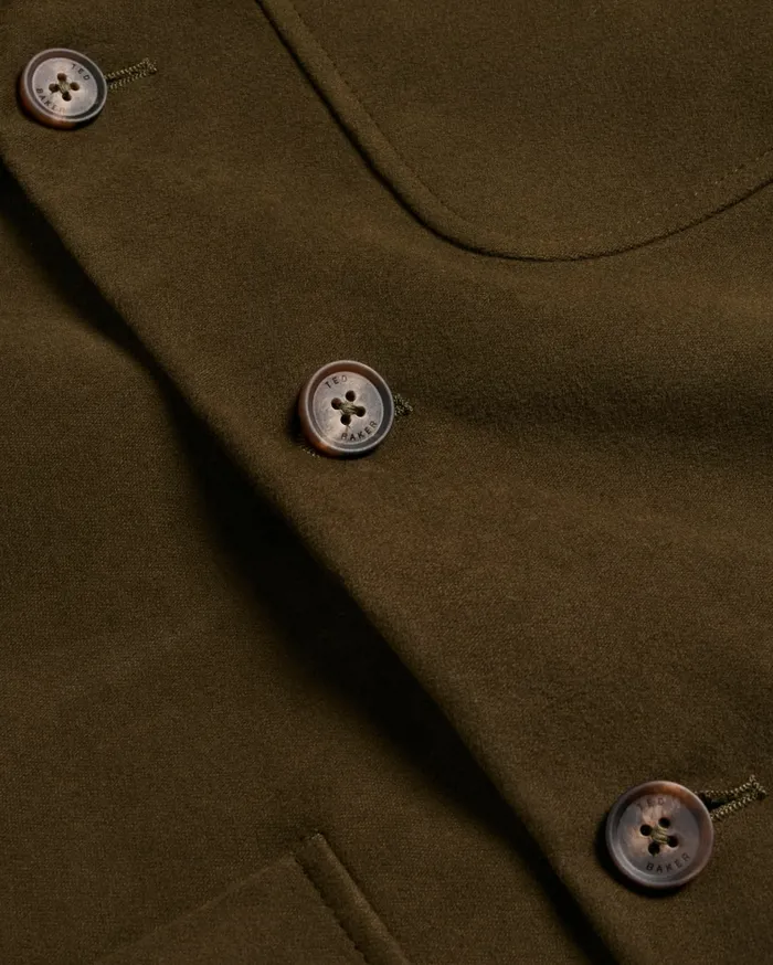 Men RUFUSJ 8211 Button Through Moleskin Jacket Khaki Ted Baker Coats and Jackets