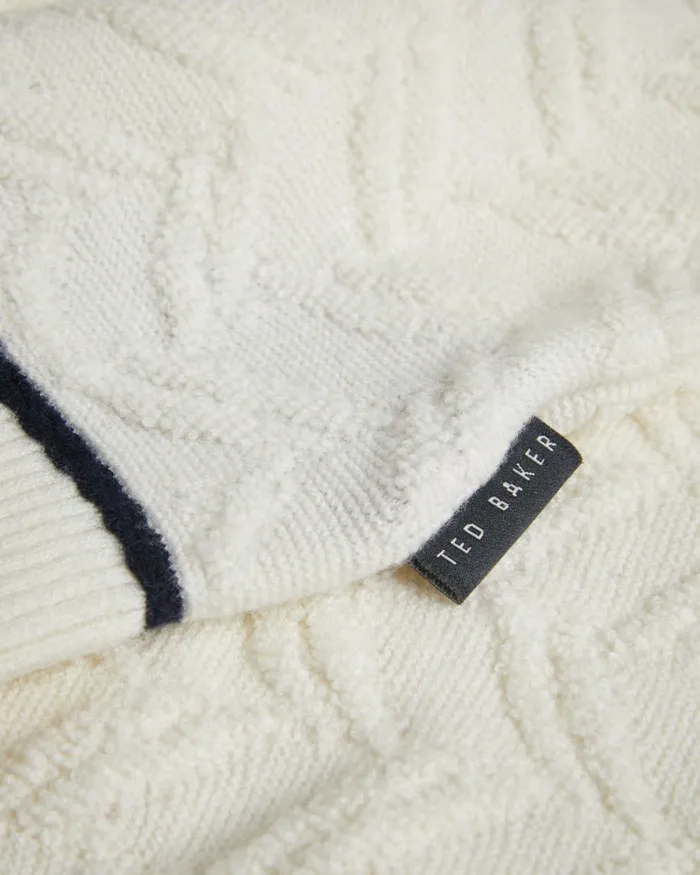 Men SEPAL 8211 Long Sleeve Chevron Knit Jumper Ecru Ted Baker Jumpers and Knitwear