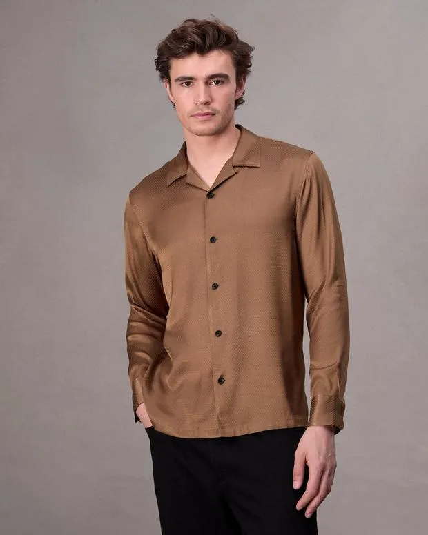Men Shirts Rag and Bone Avery Jacquard Shirt Brown Geo