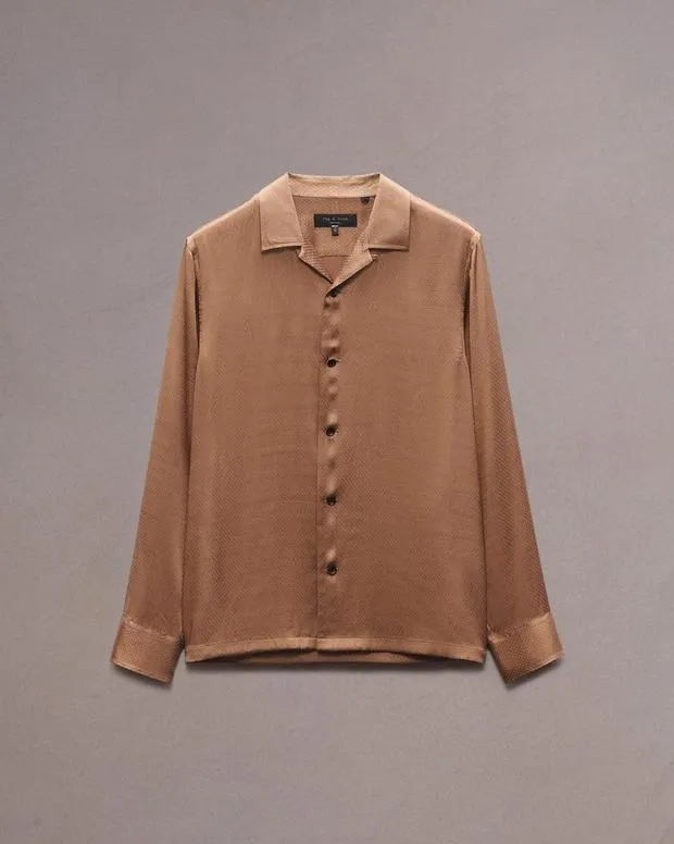 Men Shirts Rag and Bone Avery Jacquard Shirt Brown Geo