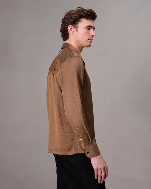 Men Shirts Rag and Bone Avery Jacquard Shirt Brown Geo