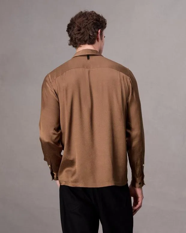 Men Shirts Rag and Bone Avery Jacquard Shirt Brown Geo