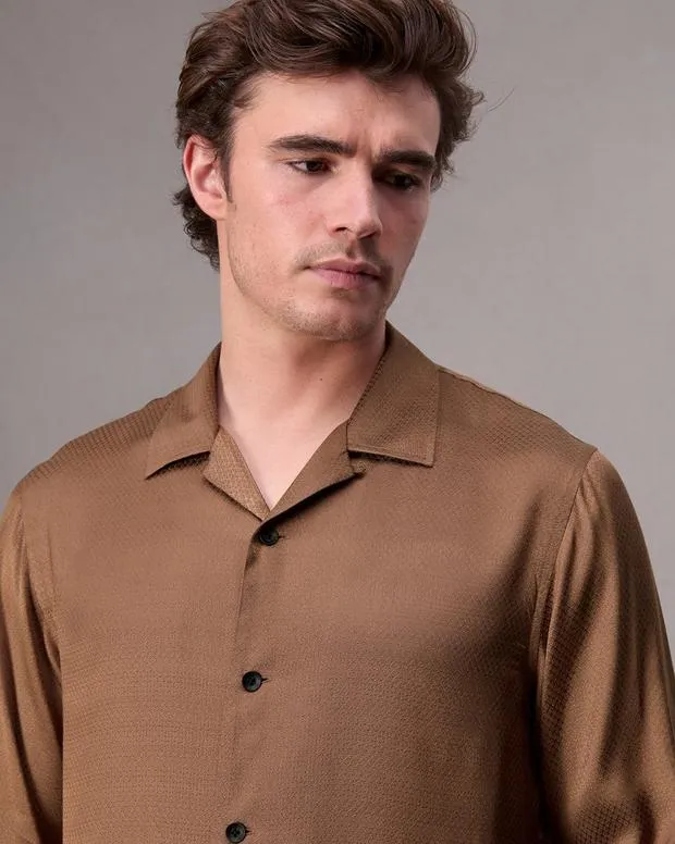 Men Shirts Rag and Bone Avery Jacquard Shirt Brown Geo