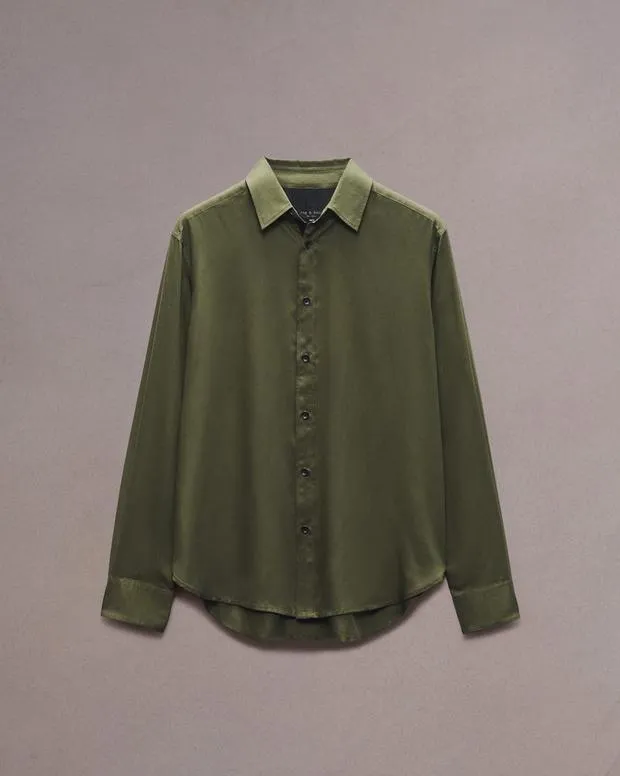 Men Shirts Rag and Bone Cooper ButtonUp Shirt Forest Green