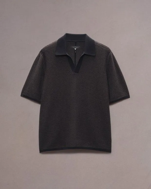 Men Shirts Rag and Bone Hayes Johnny Collar Polo Slate Brown