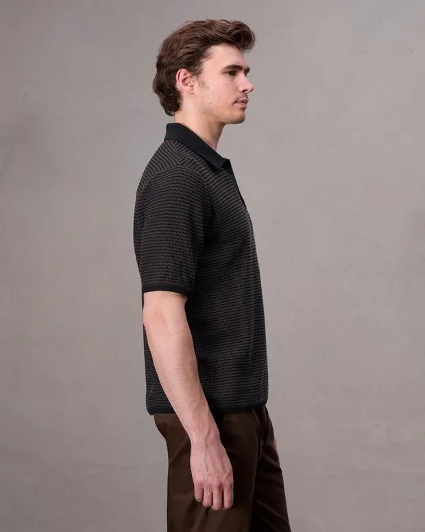 Men Shirts Rag and Bone Hayes Johnny Collar Polo Slate Brown