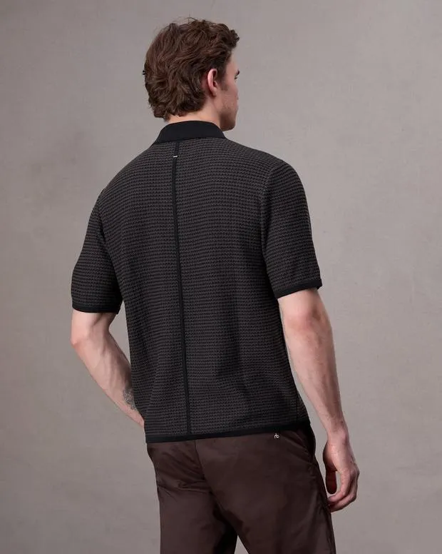 Men Shirts Rag and Bone Hayes Johnny Collar Polo Slate Brown