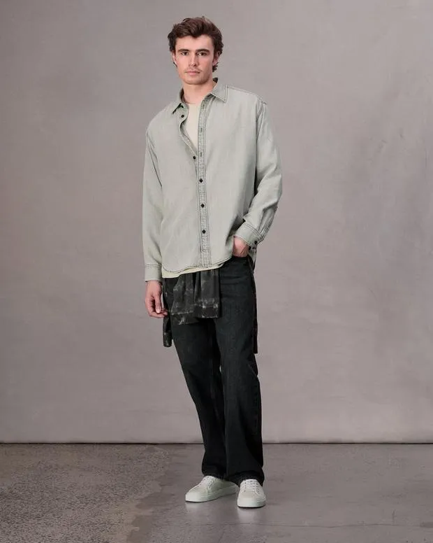 Men Shirts Rag and Bone Matthew Denim Shirt Smoke