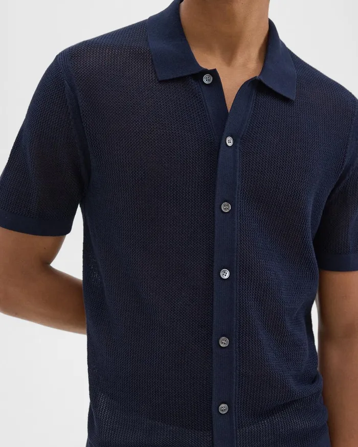 Men Shirts Theory Cairn ShortSleeve Shirt In Cotton Baltic