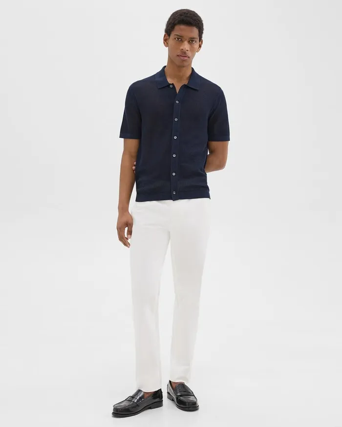 Men Shirts Theory Cairn ShortSleeve Shirt In Cotton Baltic