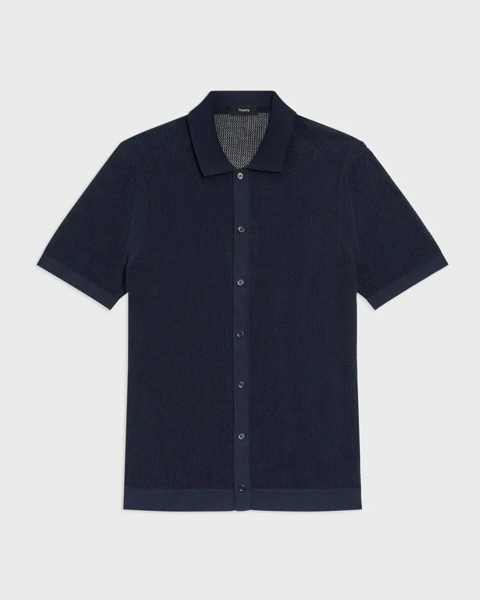 Men Shirts Theory Cairn ShortSleeve Shirt In Cotton Baltic
