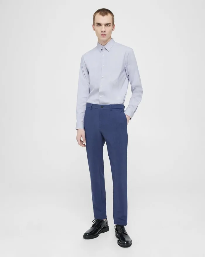 Men Shirts Theory Irving Shirt In Striped Cotton Blend Whiteolympic