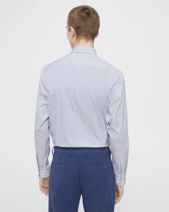 Men Shirts Theory Irving Shirt In Striped Cotton Blend Whiteolympic