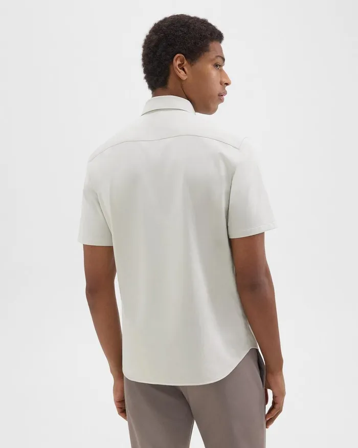 Men Shirts Theory Irving ShortSleeve Shirt In Structure Knit Limestone