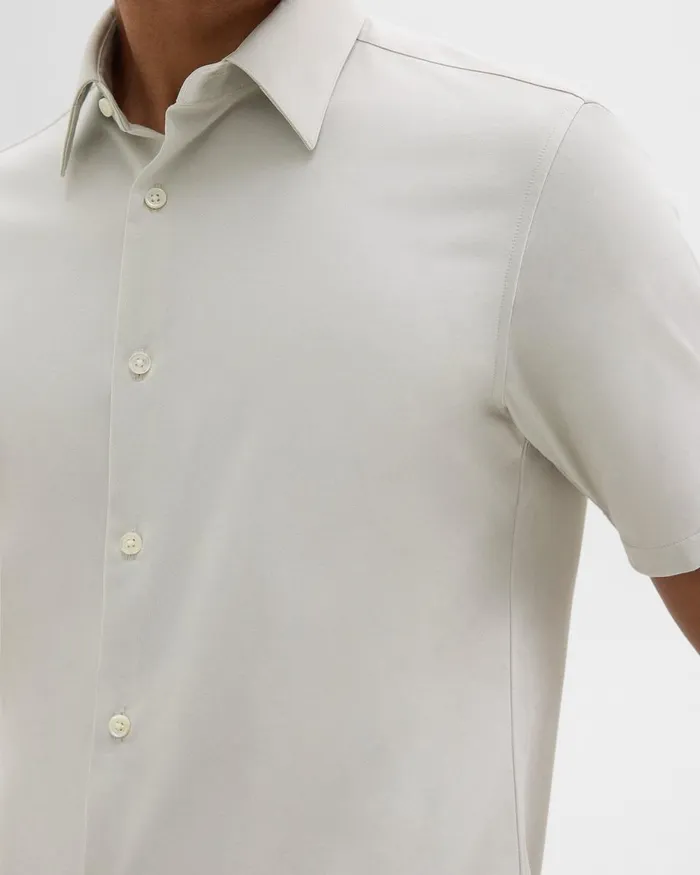Men Shirts Theory Irving ShortSleeve Shirt In Structure Knit Limestone