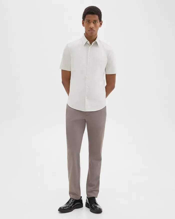 Men Shirts Theory Irving ShortSleeve Shirt In Structure Knit Limestone
