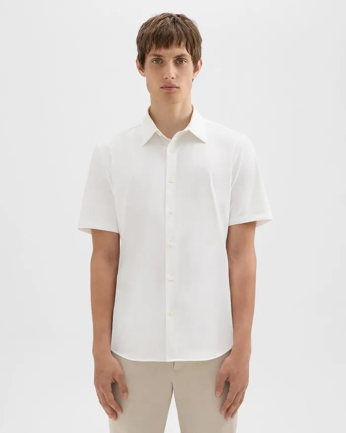 Men Shirts Theory Irving ShortSleeve Shirt In Structure Knit White