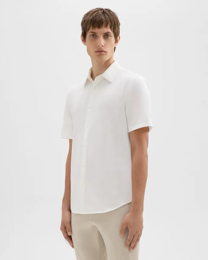 Men Shirts Theory Irving ShortSleeve Shirt In Structure Knit White
