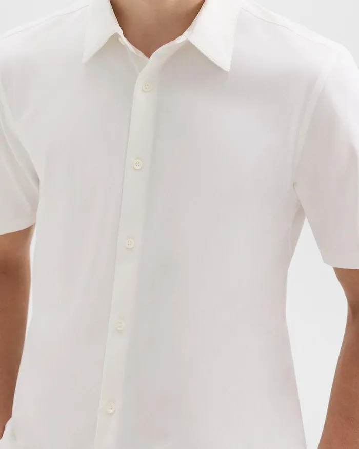 Men Shirts Theory Irving ShortSleeve Shirt In Structure Knit White