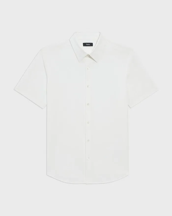 Men Shirts Theory Irving ShortSleeve Shirt In Structure Knit White
