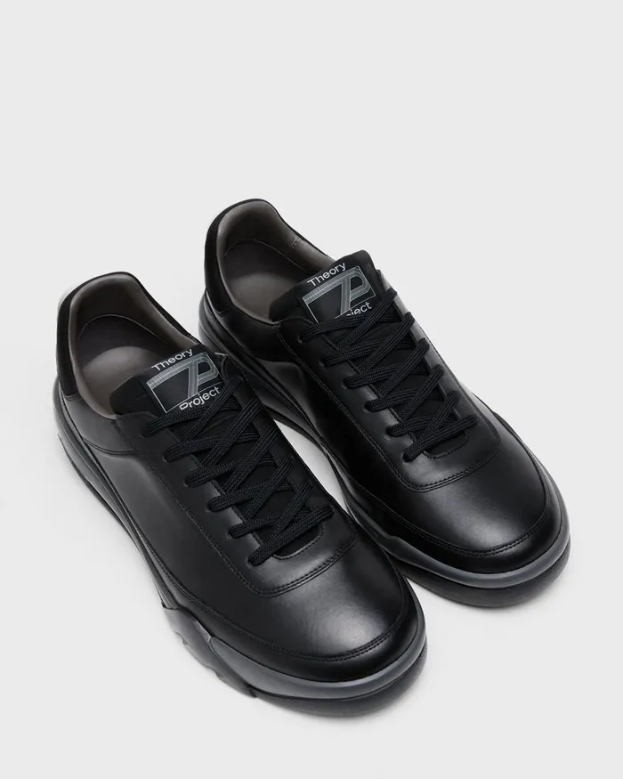 Men Shoes Theory Leather Sneaker Black