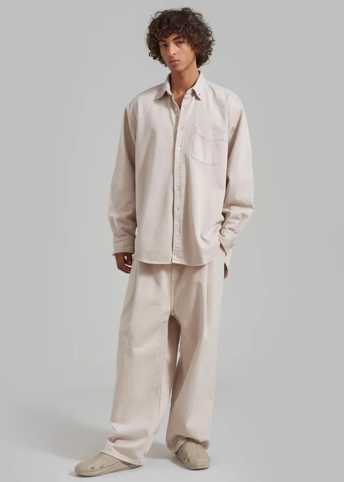 Men Sinclair Denim Shirt 8211 Natural The Frankie Shop Tops