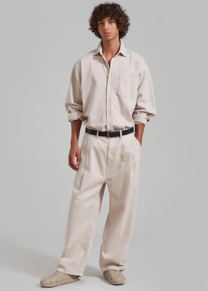 Men Sinclair Denim Shirt 8211 Natural The Frankie Shop Tops