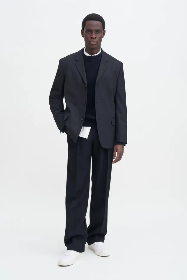 Men Single Breasted Wool Blazer Black Filippa K Suit Jackets