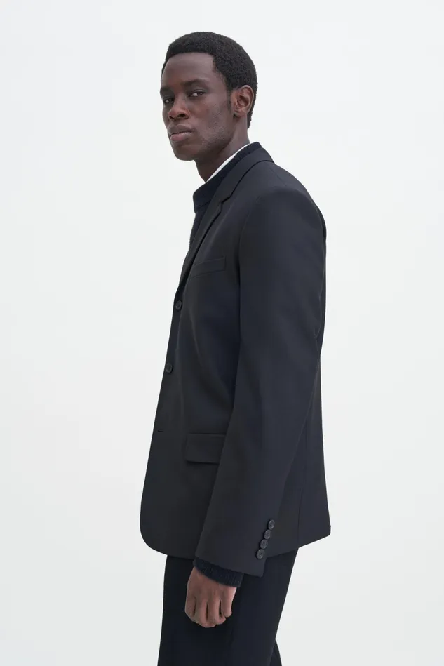 Men Single Breasted Wool Blazer Black Filippa K Suit Jackets