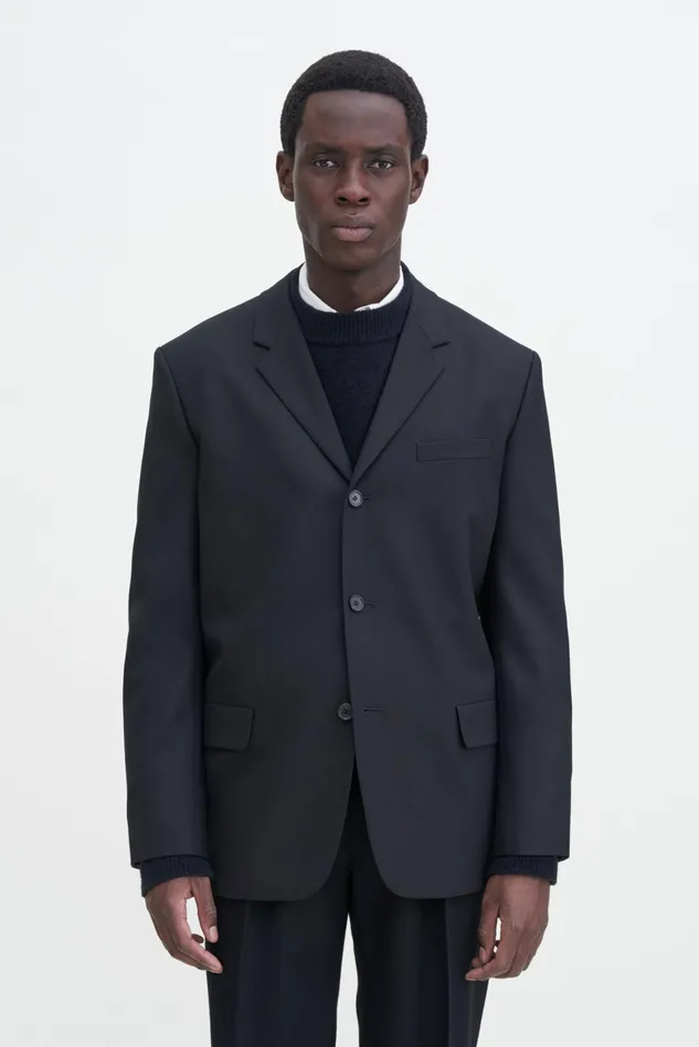 Men Single Breasted Wool Blazer Black Filippa K Suit Jackets