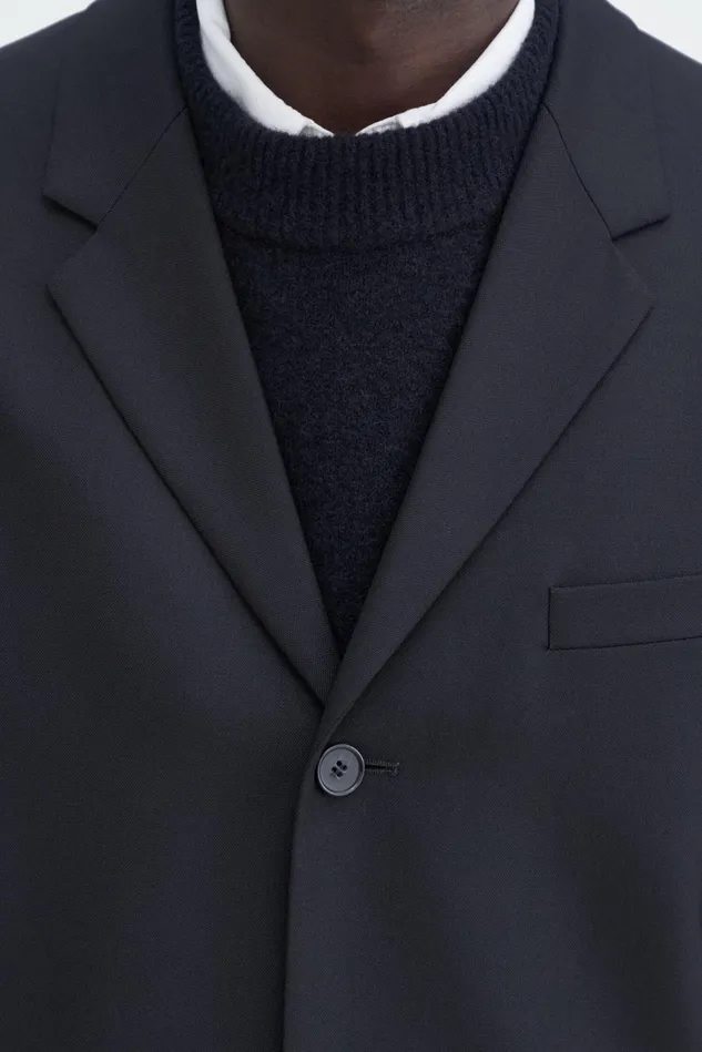 Men Single Breasted Wool Blazer Black Filippa K Suit Jackets