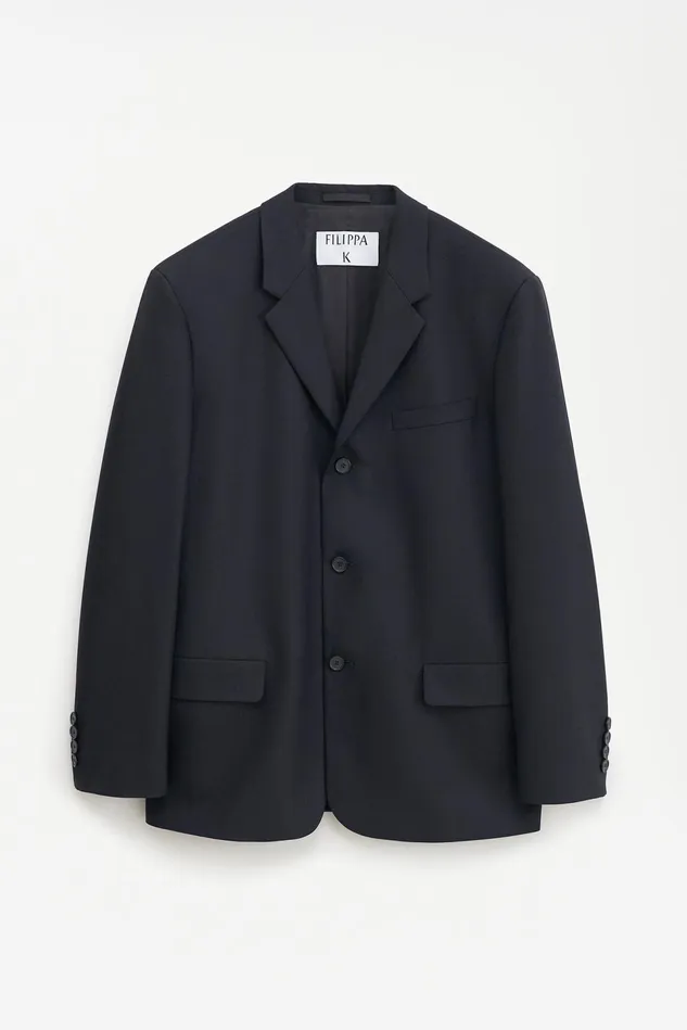 Men Single Breasted Wool Blazer Black Filippa K Suit Jackets
