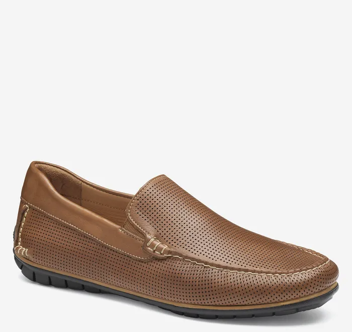 Men SlipOns and Loafers Johnston and Murphy Cort 20 Perfed Venetian Loafer Tan Full Grain