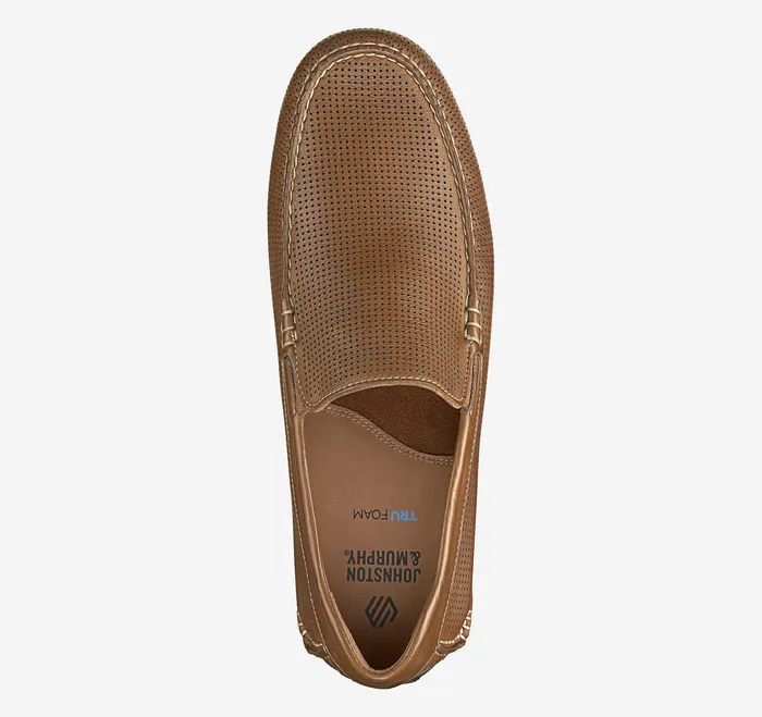 Men SlipOns and Loafers Johnston and Murphy Cort 20 Perfed Venetian Loafer Tan Full Grain