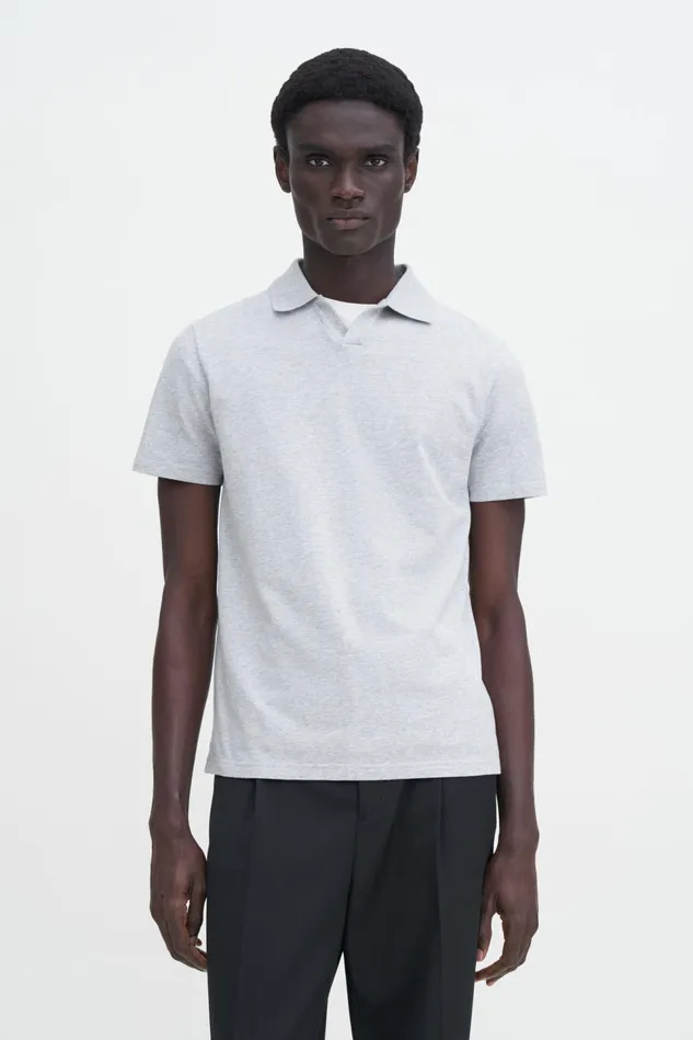 Men Stretch Cotton Polo TShirt Light Grey Melange Filippa K TShirts