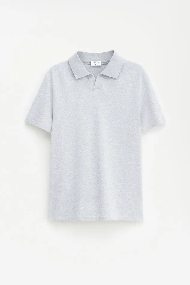 Men Stretch Cotton Polo TShirt Light Grey Melange Filippa K TShirts