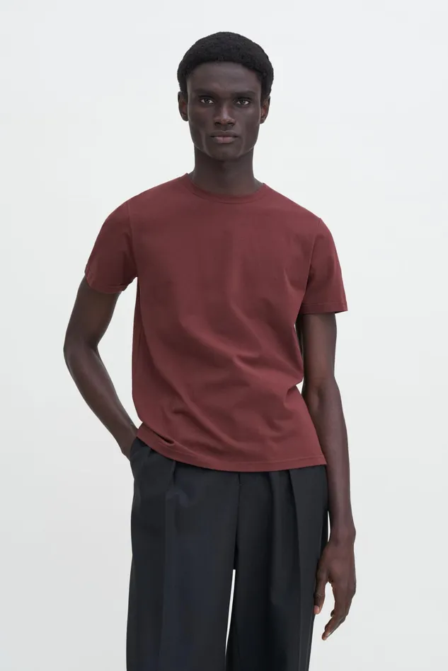 Men Stretch Cotton Tee Mahogany Brown Filippa K TShirts