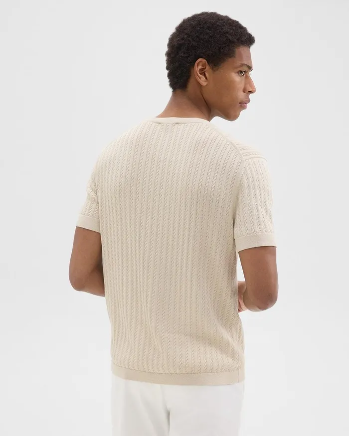 Men Sweaters Cardigans Theory Cable Knit Tee In Cotton New Sand