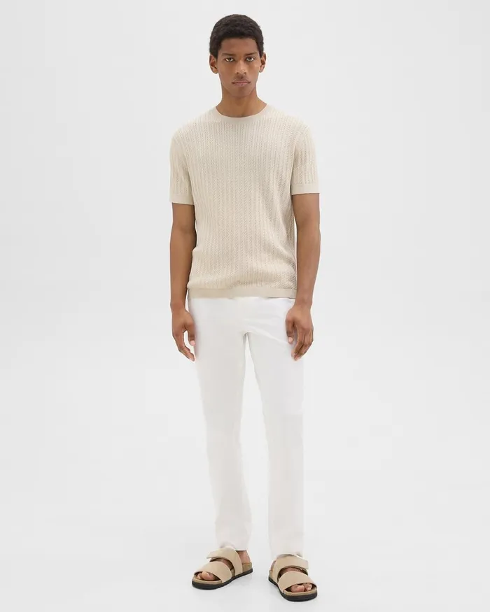 Men Sweaters Cardigans Theory Cable Knit Tee In Cotton New Sand