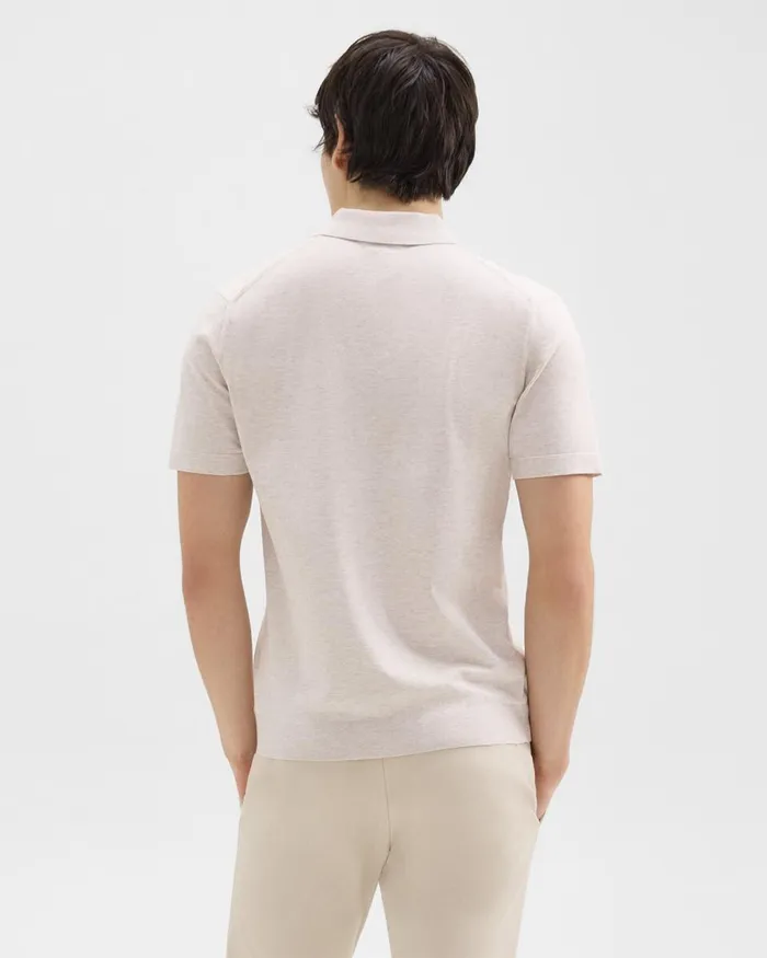 Men Sweaters Cardigans Theory Goris Polo Shirt In Light Bilen Melange Ivory