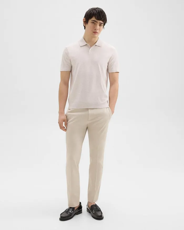 Men Sweaters Cardigans Theory Goris Polo Shirt In Light Bilen Melange Ivory