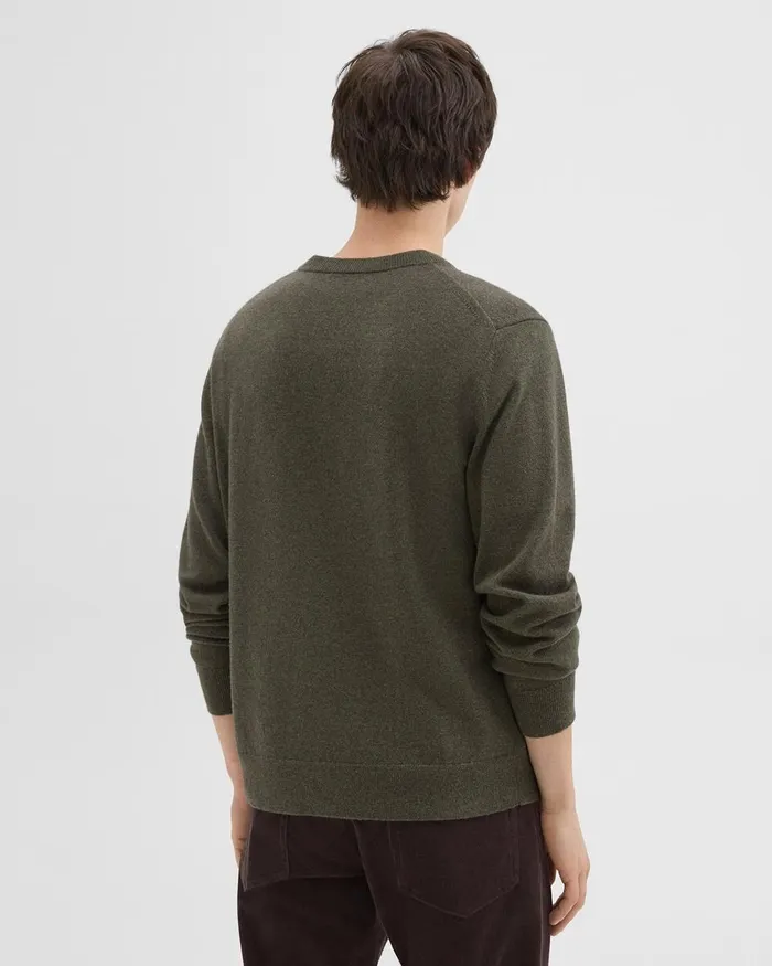 Men Sweaters Cardigans Theory Hilles Crewneck Sweater In Cashmere Hunter Green Melange