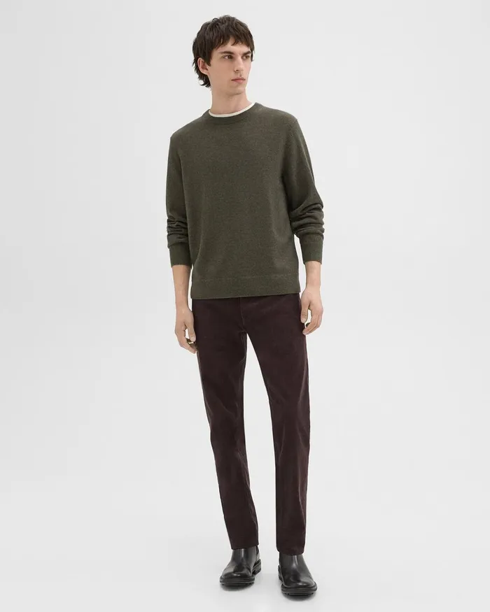 Men Sweaters Cardigans Theory Hilles Crewneck Sweater In Cashmere Hunter Green Melange