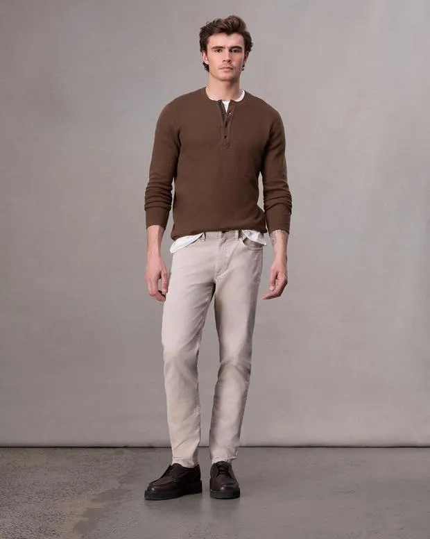 Men Sweaters Rag and Bone Bennet Henley Sweater Chocolate Brown
