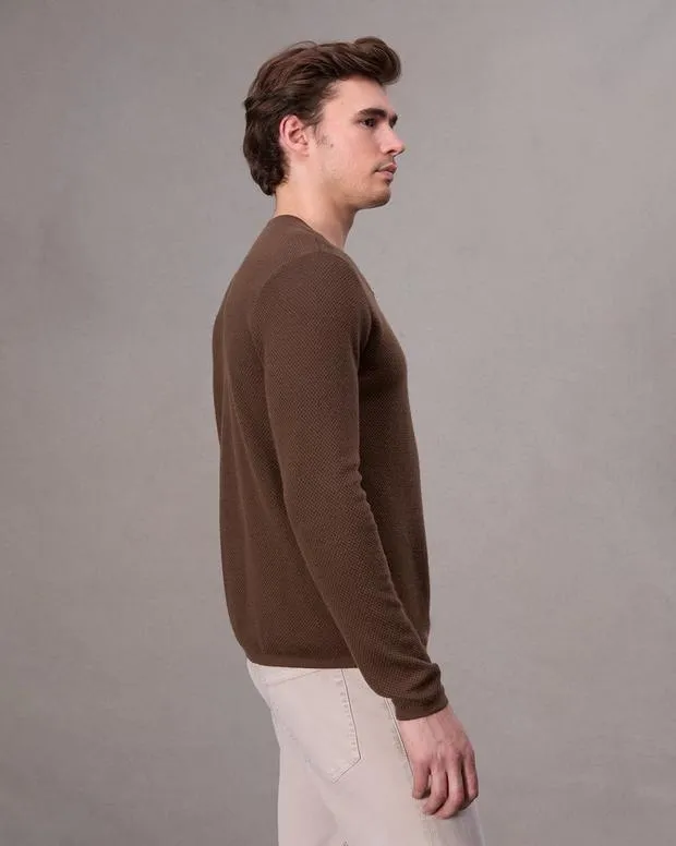 Men Sweaters Rag and Bone Bennet Henley Sweater Chocolate Brown