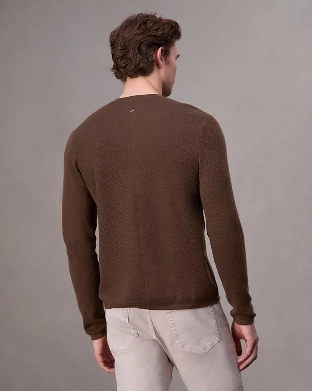 Men Sweaters Rag and Bone Bennet Henley Sweater Chocolate Brown