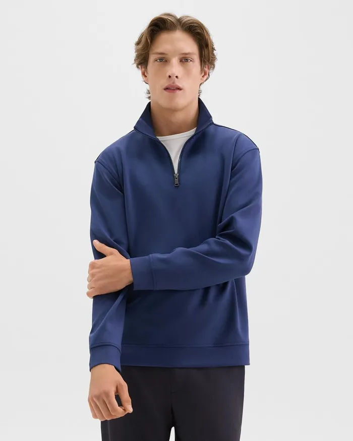 Men Sweatshirts Hoodies Theory QuarterZip Sweatshirt In Scuba Deep Atlantic