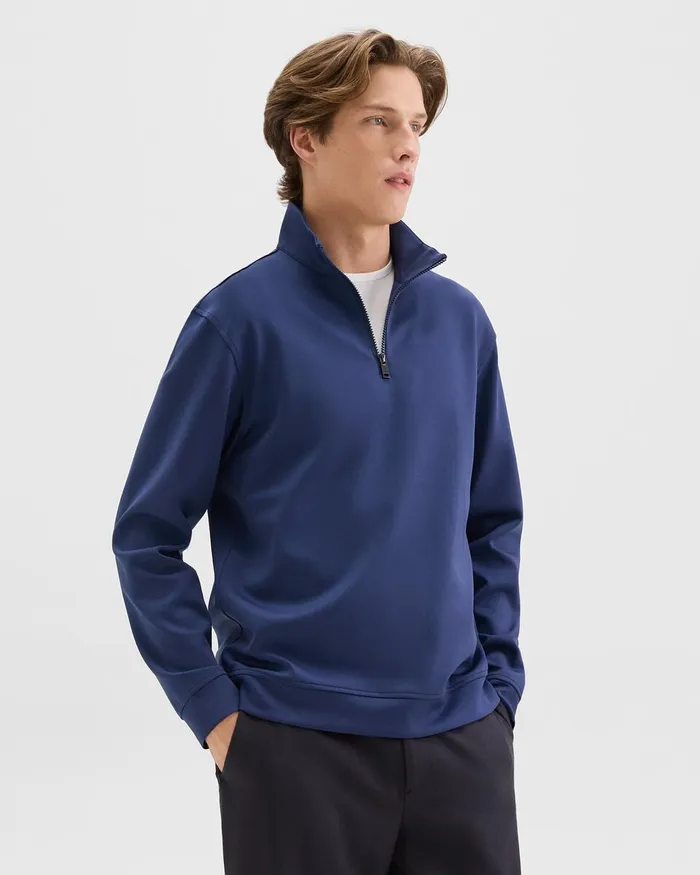Men Sweatshirts Hoodies Theory QuarterZip Sweatshirt In Scuba Deep Atlantic