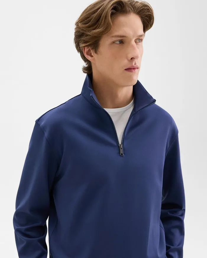 Men Sweatshirts Hoodies Theory QuarterZip Sweatshirt In Scuba Deep Atlantic
