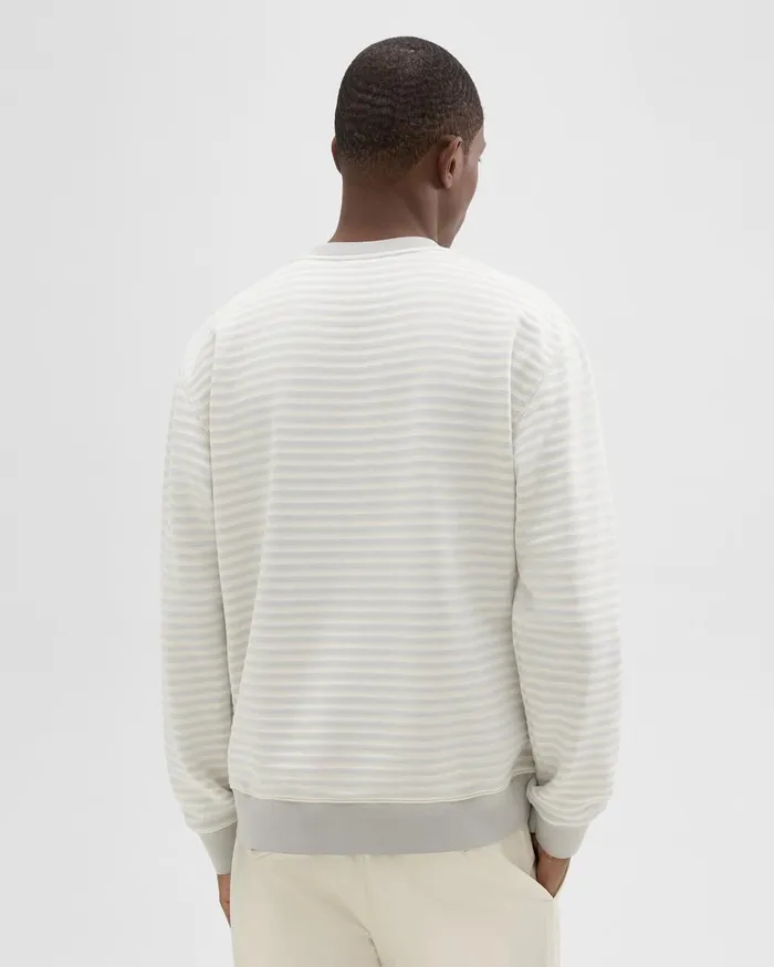 Men Sweatshirts Hoodies Theory Striped Terry Sweatshirt Ecrusilver